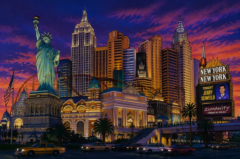 New York-New York -hotellin näyttävä ulkoasu Las Vegas Stripillä