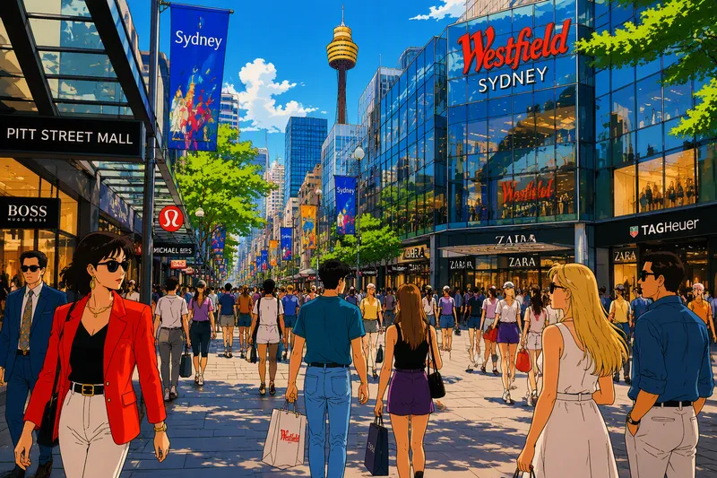 Sydneyn vilkas ostoskeskus ja kauppakatu Sydneyn vilkas ostoskeskus ja kauppakatu