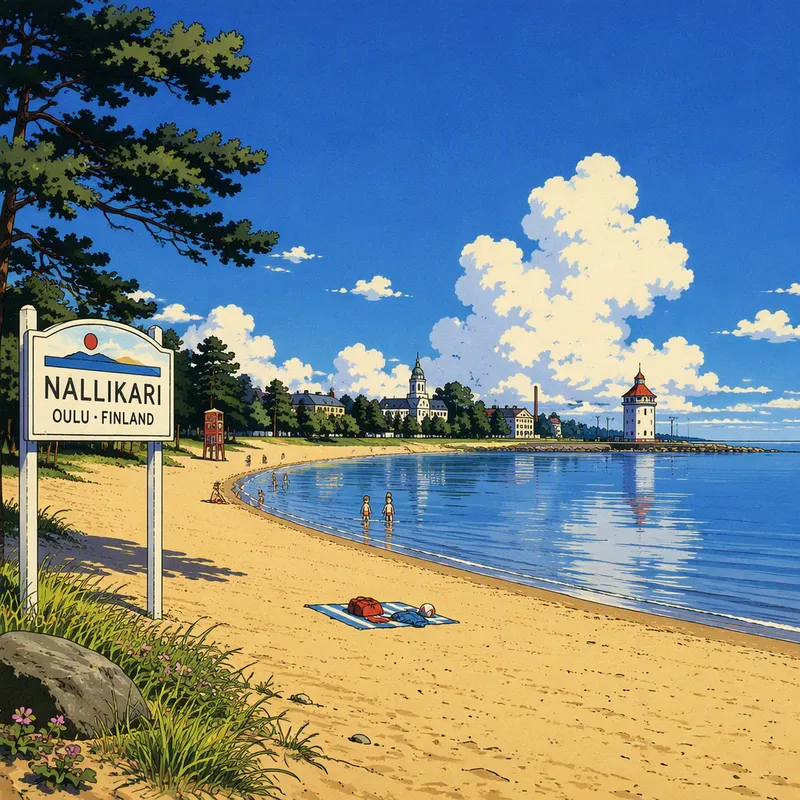 Nallikarin hiekkaranta kesäisenä päivänä Nallikarin hiekkaranta kesäisenä päivänä