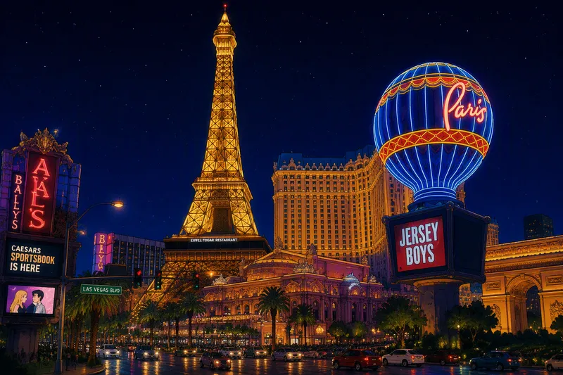Las Vegasin Eiffel-torni iltavalaistuksessa