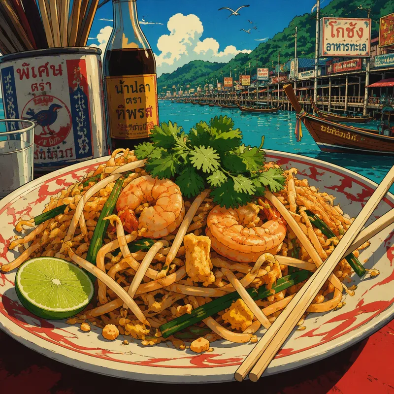 Aito thaimaalainen phad thai annos Aito thaimaalainen phad thai annos