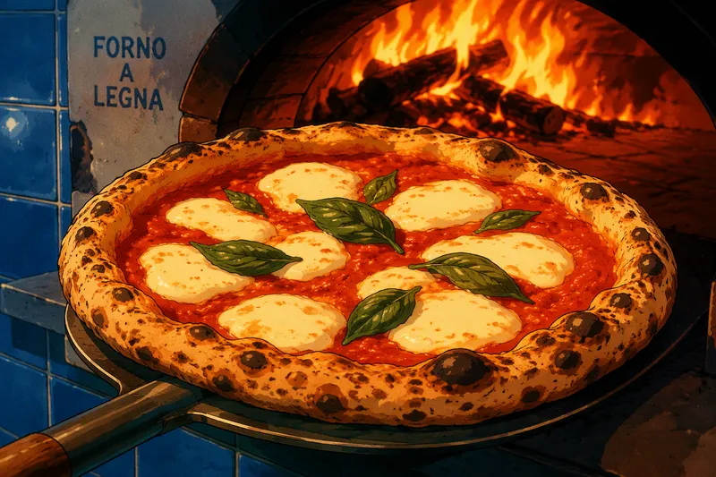 Perinteinen napolilainen pizza puu-uunissa