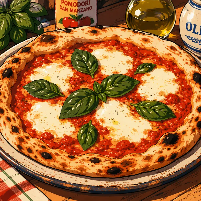 Klassinen Margherita-pizza tarjoiltuna lautasella