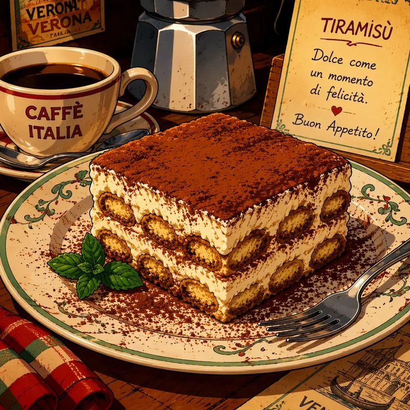 Herkullinen italialainen tiramisu-jälkiruoka
