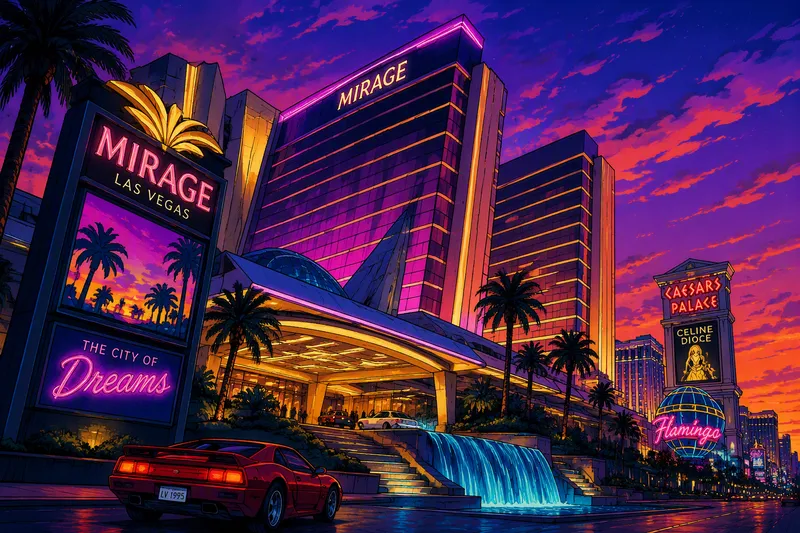 Las Vegasin kasinohotellin loisteliaat neonvalot illalla
