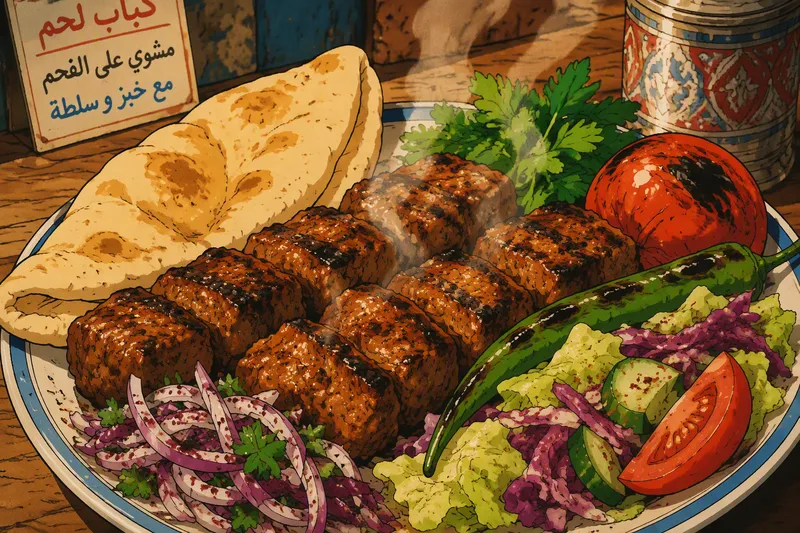 Herkullinen kebab-annos tarjoiltuna tuoreiden kasvisten kera Herkullinen kebab-annos tarjoiltuna tuoreiden kasvisten kera