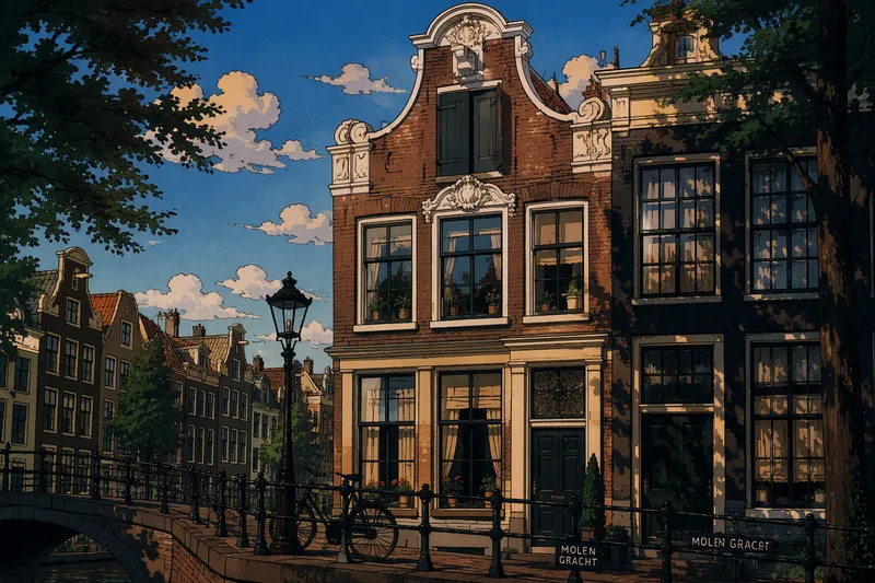 Rembrandtin talon historiallinen julkisivu Amsterdamissa