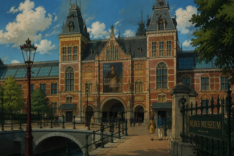 Rijksmuseumin näyttävä historiallinen rakennus Amsterdamissa