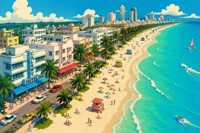South Beachin ranta ja turkoosi meri ilmasta kuvattuna South Beachin ranta ja turkoosi meri ilmasta kuvattuna