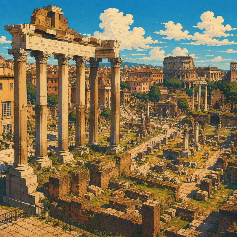 Forum Romanumin rauniot ja pylväät