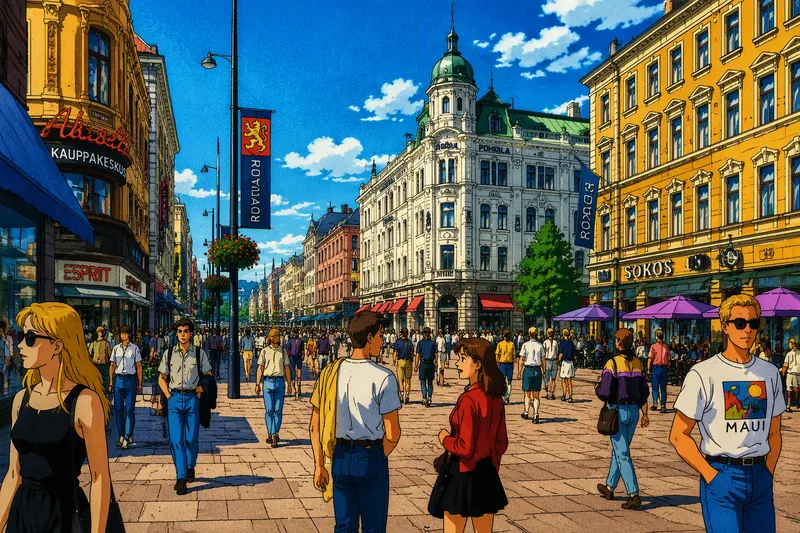 Oulun Rotuaarin kävelykatu aurinkoisena päivänä Oulun Rotuaarin kävelykatu aurinkoisena päivänä