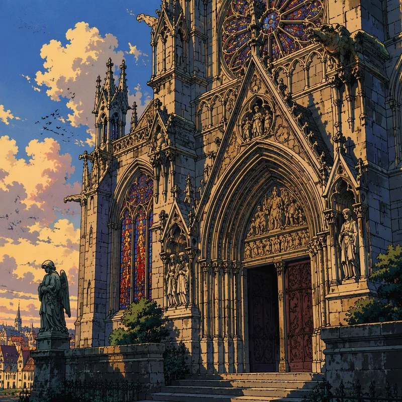 Notre-Dame du Sablon -kirkon goottilainen julkisivu Notre-Dame du Sablon -kirkon goottilainen julkisivu