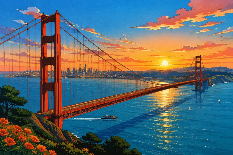 Golden Gate -silta auringonlaskun aikaan