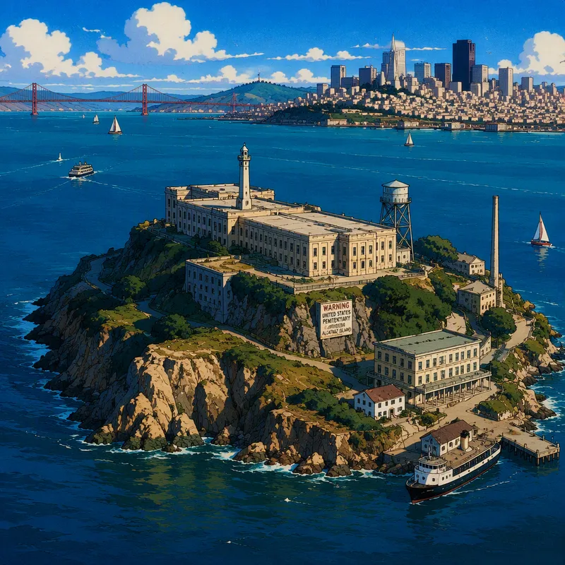 Alcatrazin vankilasaari keskellä San Franciscon lahtea Alcatrazin vankilasaari keskellä San Franciscon lahtea