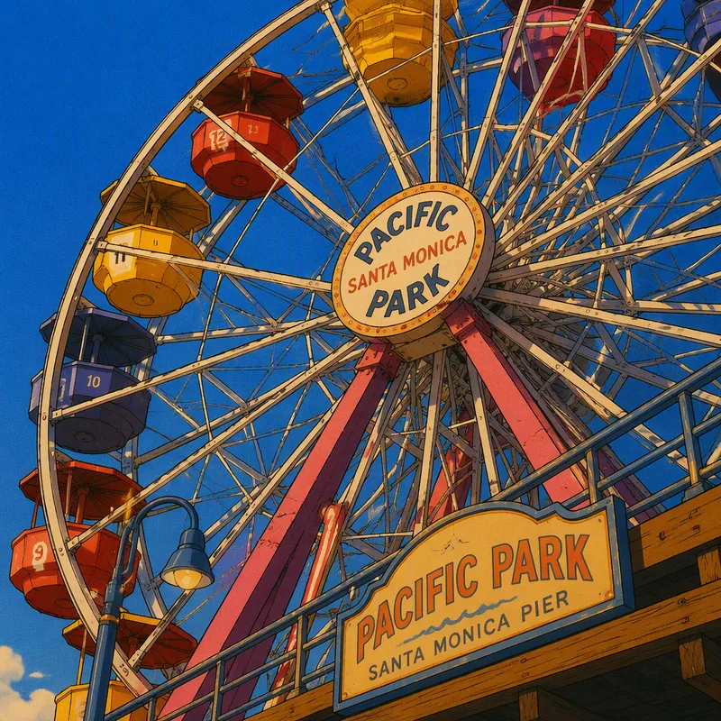 Maailmanpyörä Santa Monica Pierin huvipuistossa