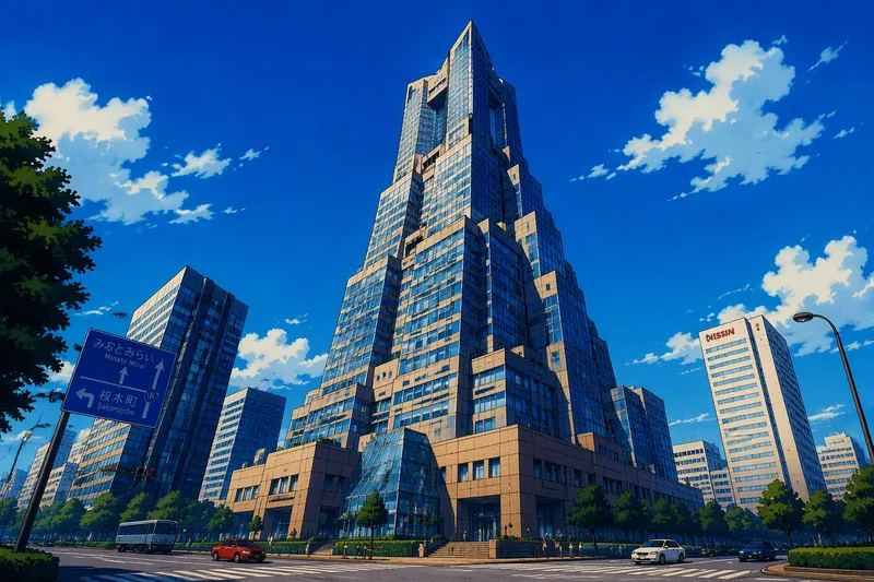 Shinjuku Park Towerin näyttävä ja porrastettu arkkitehtuuri