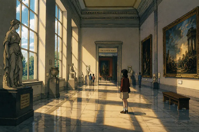 Valoisa ja tilava näyttelytila museorakennuksen sisällä Valoisa ja tilava näyttelytila museorakennuksen sisällä