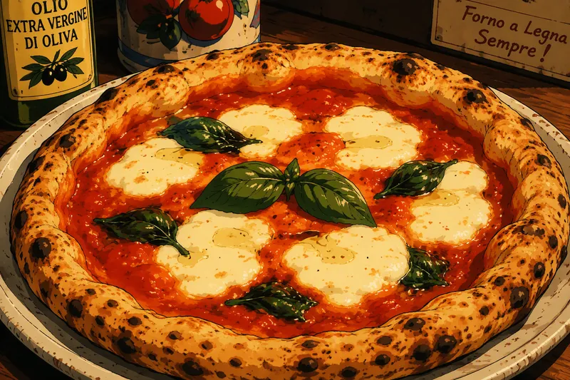 Tuore napolilainen pizza lautasella Tuore napolilainen pizza lautasella
