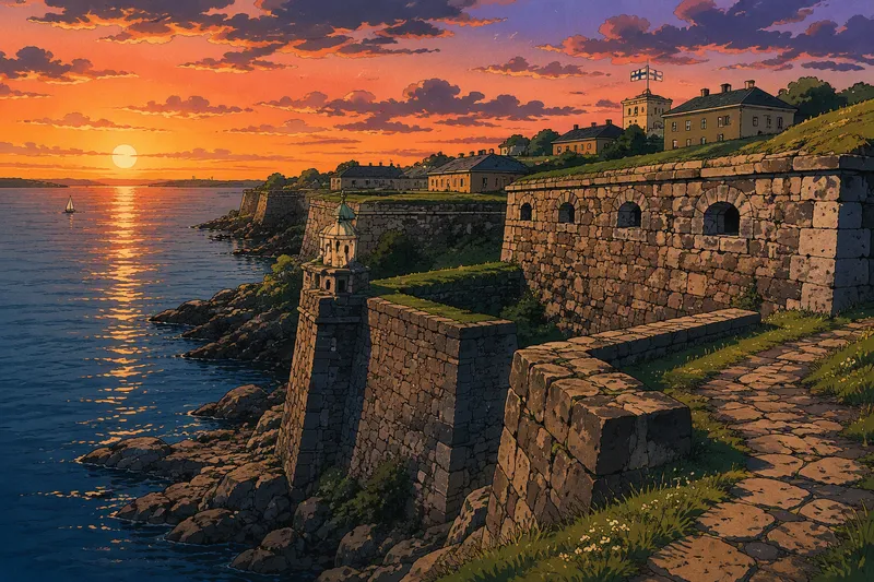 Suomenlinnan historialliset muurit ja bastionit meren rannalla Suomenlinnan historialliset muurit ja bastionit meren rannalla