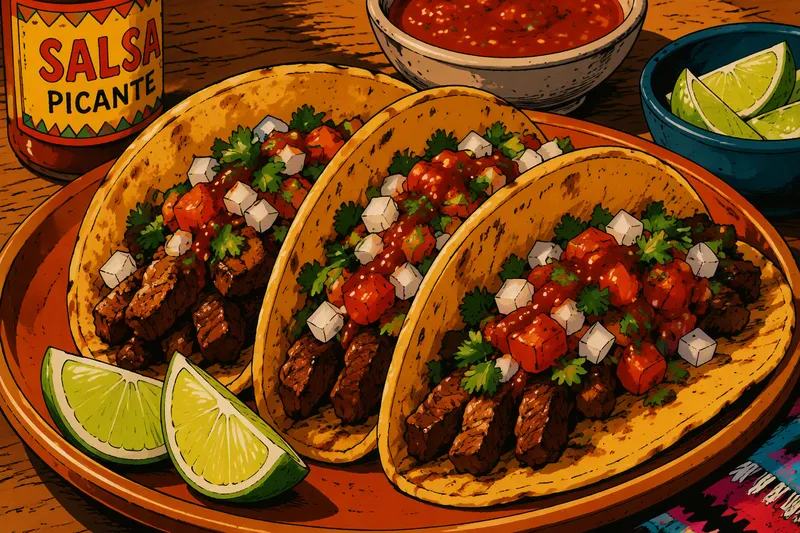 Herkullisia tacoja meksikolaisessa ravintolassa Herkullisia tacoja meksikolaisessa ravintolassa