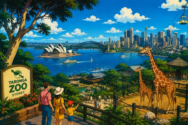 Näkymä Taronga-eläintarhasta Sydneyn satamaan ja kaupunkiin Näkymä Taronga-eläintarhasta Sydneyn satamaan ja kaupunkiin