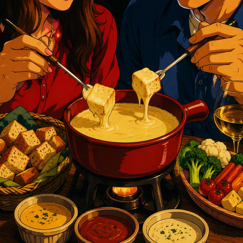 Fondue-illallinen tarjoiltuna ravintolassa Fondue-illallinen tarjoiltuna ravintolassa