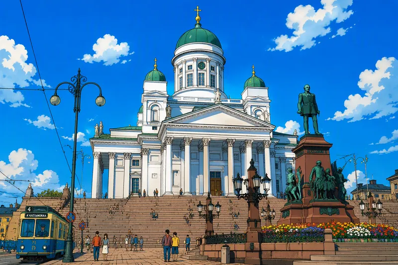 Helsingin tuomiokirkko Senaatintorin laidalla Helsingin tuomiokirkko Senaatintorin laidalla