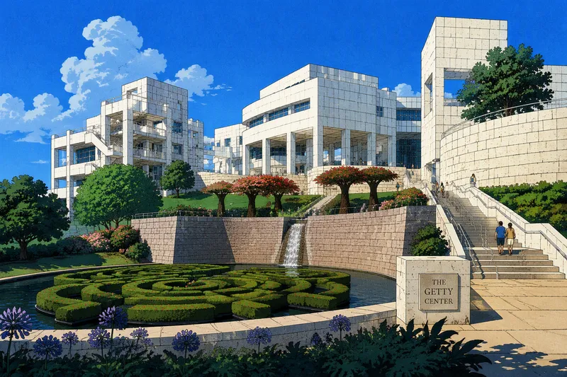Getty Centerin moderni arkkitehtuuri ja puutarhat Getty Centerin moderni arkkitehtuuri ja puutarhat