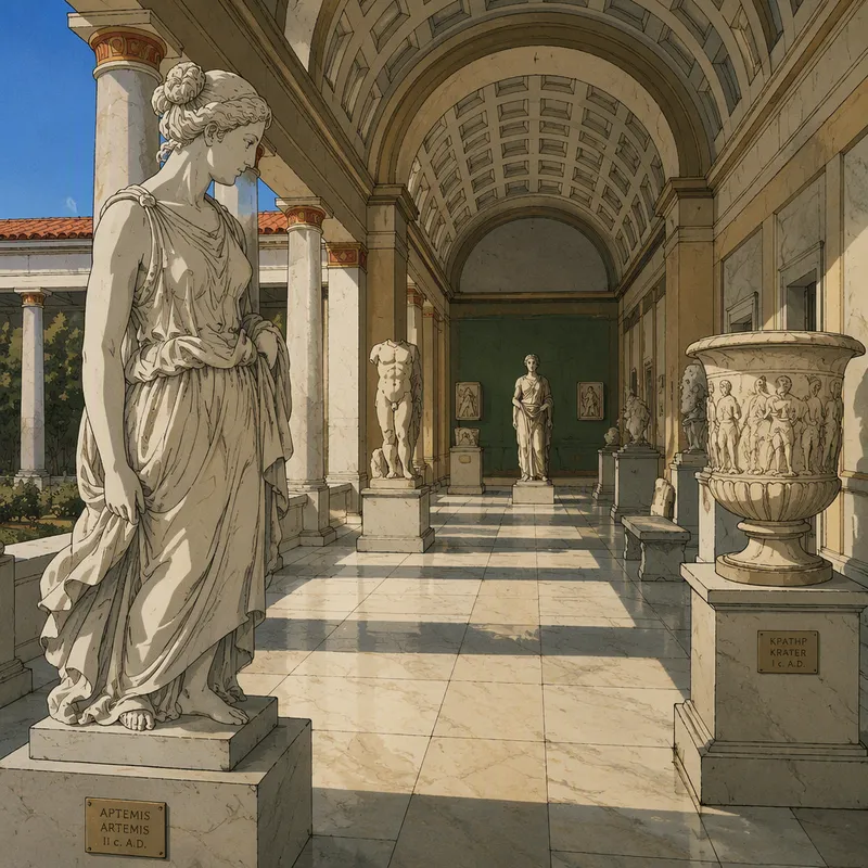 Antiikin marmoriveistoksia Getty Villan taidenäyttelyssä Antiikin marmoriveistoksia Getty Villan taidenäyttelyssä