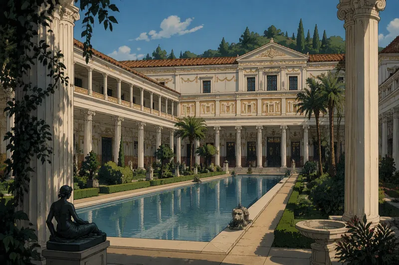 Roomalaisvaikutteinen Getty Villa ja sen puutarha Roomalaisvaikutteinen Getty Villa ja sen puutarha