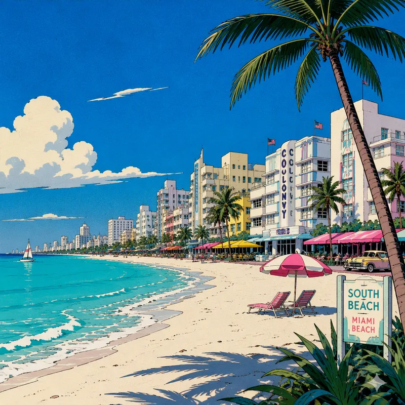 Turkoosi meri ja hiekkaranta South Beachilla Turkoosi meri ja hiekkaranta South Beachilla