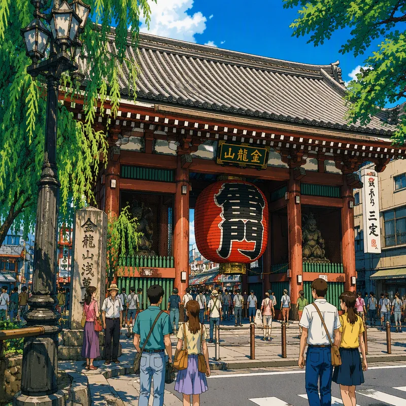 Perinteinen japanilainen temppeli ja puutarha