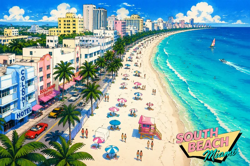 South Beachin ranta-alue Miamissa South Beachin ranta-alue Miamissa