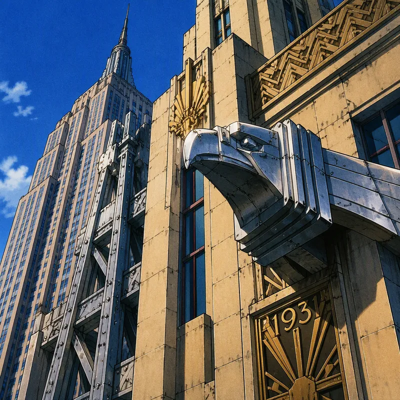Art deco -yksityiskohtia historiallisessa pilvenpiirtäjässä