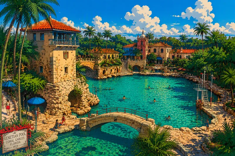 Historiallinen Venetian Pool ylhäältä päin kuvattuna