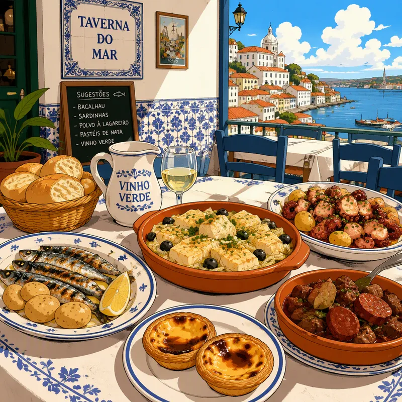 Herkullista portugalilaista ruokaa ravintolassa Herkullista portugalilaista ruokaa ravintolassa