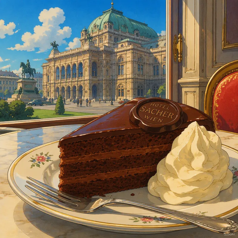 Herkullinen Sachertorte-suklaakakku lautasella