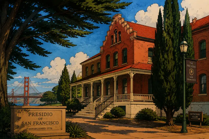 Historiallinen rakennus Presidion alueella San Franciscossa Historiallinen rakennus Presidion alueella San Franciscossa